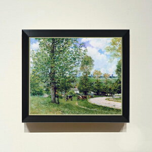 【油絵 直筆仕上げ】シスレー ルーヴシエンヌの飼い牛 F8 【シンプルフレーム】 絵画 販売 8号 油彩 風景画 485×410mm 複製画 送料無料 プレゼント ギフト 開店祝い 開業祝い 退職祝い 新築祝い