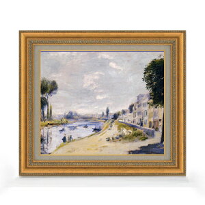 【油絵 直筆仕上げ】ルノワール セーヌ川の畔 F8 【額入り】 絵画 販売 8号 油彩 風景画 602×528mm 複製画 送料無料 プレゼント ギフト 開店祝い 開業祝い 退職祝い 新築祝い リビング 玄関 モダ
