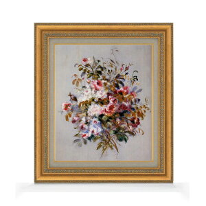 【油絵 直筆仕上げ】ルノワール ローズのブーケ F8 【額入り】 絵画 販売 8号 油彩 風景画 602×528mm 複製画 送料無料 プレゼント ギフト 開店祝い 開業祝い 退職祝い 新築祝い リビング 玄関 モ