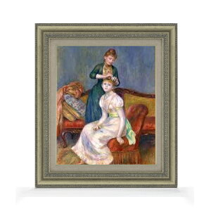【油絵 直筆仕上げ】ルノワール 髪かざり F8 【額入り】 絵画 販売 8号 油彩 風景画 602×528mm 複製画 送料無料 プレゼント ギフト 開店祝い 開業祝い 退職祝い 新築祝い リビング 玄関 モダン