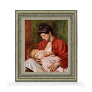 【油絵 直筆仕上げ】ルノワール 若い母親 F8 【額入り】 絵画 販売 8号 油彩 風景画 602×528mm 複製画 送料無料 プレゼント ギフト 開店祝い 開業祝い 退職祝い 新築祝い リビング 玄関 モダン