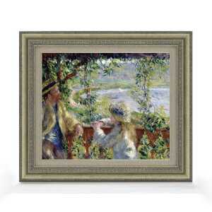 【油絵 直筆仕上げ】ルノワール 水辺にて F8 【額入り】 絵画 販売 8号 油彩 風景画 602×528mm 複製画 送料無料 プレゼント ギフト 開店祝い 開業祝い 退職祝い 新築祝い リビング 玄関 モダン