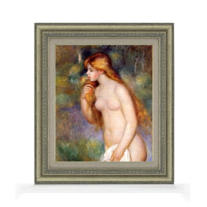 【油絵 直筆仕上げ】ルノワール 立つ浴女 F8 【額入り】 絵画 販売 8号 油彩 風景画 602×528mm 複製画 送料無料 プレゼント ギフト 開店祝い 開業祝い 退職祝い 新築祝い リビング 玄関 モダン
