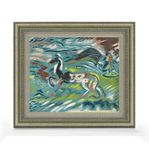 【油絵 直筆仕上げ】クビンチャン 馬(1937) F8 【額入り】 絵画 販売 8号 油彩 抽象画 602×528mm 複製画 送料無料 プレゼント ギフト 開店祝い 開業祝い 退職祝い 新築祝い リビング 玄関 モダ