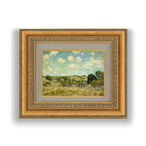 【油絵 直筆仕上げ】シスレー 牧草地 SMサイズ 額入り 油絵直筆仕様げ 372×303mm 額縁ガラス板 | 絵画 アート インテリア 壁掛け複製画