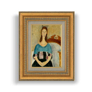 【油絵 直筆仕上げ】モディリアーニ Portrait of Jeanne Hebuterne SMサイズ 額入り 油絵直筆仕様げ 372×303mm 額縁ガラス板 | 絵画 アート インテリア 壁掛け複製画