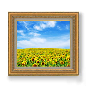 【油絵 直筆仕上げ】ひまわり畑 F10サイズ 額入り 【額入り】 油彩 風景画 オリジナルインテリア絵画 風水画 673×599mm 複製画 送料無料 プレゼント ギフト 開店祝い 開業祝い 退職祝い 新築祝