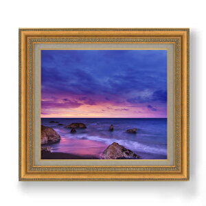 【油絵 直筆仕上げ】砂岩海景-夕暮れ- F10サイズ 額入り 【額入り】 油彩 風景画 オリジナルインテリア絵画 風水画 673×599mm 複製画 送料無料 プレゼント ギフト 開店祝い 開業祝い 退職祝い