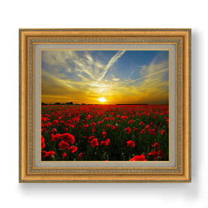 【油絵 直筆仕上げ】夕日、美人草 F10サイズ 額入り 【額入り】 油彩 風景画 オリジナルインテリア絵画 風水画 673×599mm 複製画 送料無料 プレゼント ギフト 開店祝い 開業祝い 退職祝い 新築