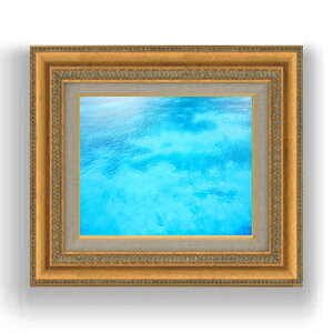 【油絵 直筆仕上げ】ターコイズブルー-カリブ海-  F3サイズ 額入り 【キャンバス・額縁】 油彩 風景画 オリジナルインテリア絵画 風水画 422×370mm 複製画 送料無料