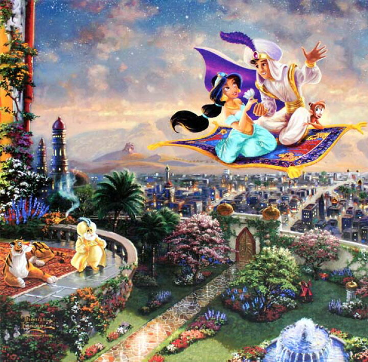 楽天市場 ディズニー トーマス キンケード アラジン 展示用フック付 キャンバスジークレ インテリア アート Disney 絵画インテリア 輸入品 アートショップ フォームス