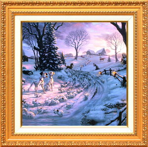 【レビュー特典付き】ディズニー/トーマス キンケード「101匹わんちゃん/オン ザ ラン」作品証明書 展示用フック付キャンバスジークレ【インテリア】【アート】【Disney】【絵画インテリア