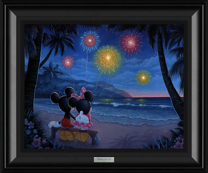 楽天市場 ディズニー アート ミッキー ミニー 夜のビーチでの花火 作品証明書 展示用フック付 限定500部キャンバスジークレ Disney 絵画 インテリア 輸入品 アートショップ フォームス