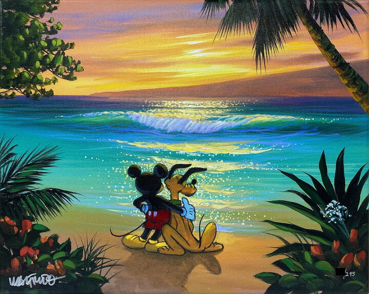 楽天市場 ディズニー絵画 ミッキー プルート ベスト フレンド 限定295部 キャンバスジークレ額縁5種展開 作品証明書 展示用フック付 輸入品 アートショップ フォームス