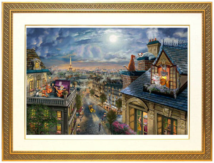 楽天市場 ディズニー トーマス キンケード おしゃれキャット 月下の愛 作品証明書 展示用フック付ジークレ インテリア アート Disney 絵画インテリア 輸入品 アートショップ フォームス