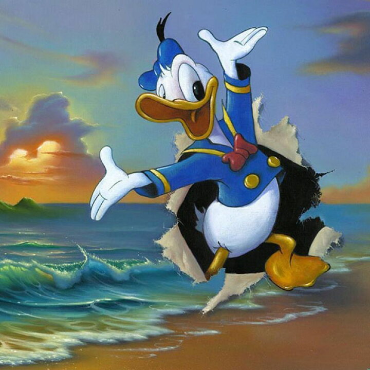 楽天市場 ディズニー絵画 ドナルドダック グランド エントランス 限定50部 キャンバスジークレ額縁5種展開 作家サイン 作品証明書 展示用フック付 輸入品 アートショップ フォームス