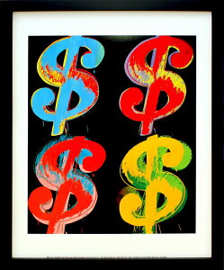 アンディ・ウォーホル「ドル 4,1982(ブルー レッド オレンジ イエロー) Dollar 4,1982)」展示用フック付ポスター ポップアート【インテリア】【アート】【アンディウォーホル】【アンディ ウォ