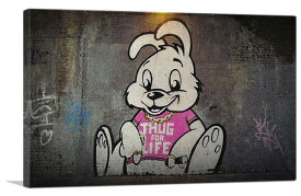 バンクシー アートパネル BANKSY Banksy「サグ フォー ライフ バニー/Thug For Life Bunny(S)」キャンバスジークレ 絵画 ポスター 絵 バンクシー作品 【輸入品】