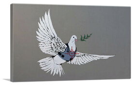 バンクシー アートパネル BANKSY Banksy「平和の鳩/Dove of Peace」キャンバスジークレ 絵画 ポスター 絵 バンクシー作品 【輸入品】