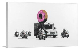 バンクシー アートパネル BANKSY Banksy「ドーナツ ポリス エスコート/Donut Police Escort(S)」キャンバスジークレ 絵画 ポスター 絵 バンクシー作品 【輸入品】
