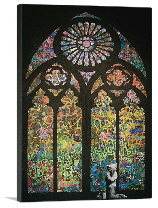 楽天市場 バンクシー アートパネル Banksy Banksy ステンドグラス大聖堂 Stained Glass Cathedral S キャンバスジークレ 絵画 ポスター 絵 バンクシー作品 輸入品 アートショップ フォームス