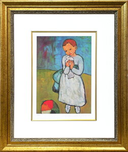 【レビュー特典付き】ピカソ絵画 ピカソ絵「鳩と少女」作品証明書 展示用フック 限定エディション付複製画ジークレ【輸入品】