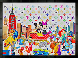 絵画 インテリア ブランドオマージュアート「ディズニー×ルイ・ヴィトン」A1ポスター 額縁3種選択可 ポップアート パロディアート