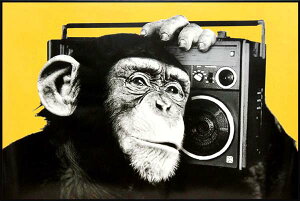 ポスター「ラジカセとチンパンジー/The Chimp/Boombox」大サイズ 額付き プレゼント ギフト 各種お祝い 誕生日【インテリア】【絵画インテリア】