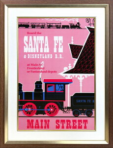 【レビュー特典付き】ディズニー「メインストリートUSA/サンタフェ&ディズニーランド鉄道」展示用フック付ポスター テーマパークポスター ディズニーグッズ ディズニー絵画 プレゼント ギ