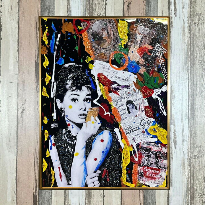 楽天市場】水晶パネル アートパネル 60×80cm ポップアート 金フレーム 