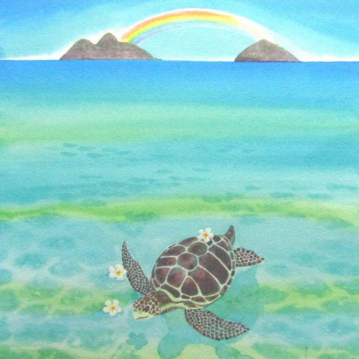 楽天市場】くりのきはるみ honu3 ジクレー 風景画 海岸 海底 カメ 無人 