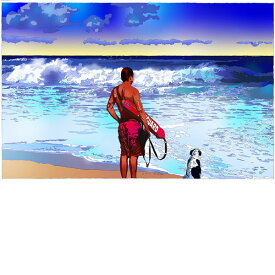■鈴木英人■版画「サンディービーチのライフガード」 2005年