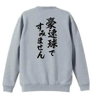 \10%OFFクーポン/ 野球 トレーナー スウェット メンズ レディース ジュニア 裏パイル 練習着 おもしろ 名入れ おしゃれ 文字入れ無料 綿100% キッズ 大きいサイズ 「豪速球ですみません」 ア