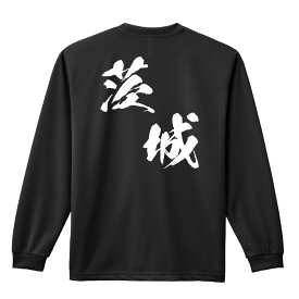 スポーツウェア フィットネス 運動 ロンT 長袖Tシャツ メンズ レディース ジュニア 練習着 ドライ おもしろ tシャツ ふざけ 名入れ 文字入れ無料 「都道府県デザイン 茨城 闘龍書体 斜め書き」 アートワークスコウベ 【送料無料】