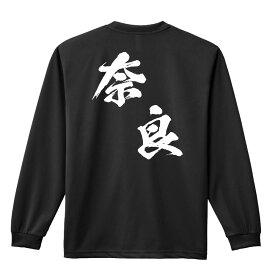 スポーツウェア フィットネス 運動 ロンT 長袖Tシャツ メンズ レディース ジュニア 練習着 ドライ おもしろ tシャツ ふざけ 名入れ 文字入れ無料 「都道府県デザイン 奈良 闘龍書体 斜め書き」 アートワークスコウベ 【送料無料】