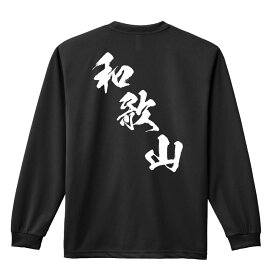 スポーツウェア フィットネス 運動 ロンT 長袖Tシャツ メンズ レディース ジュニア 練習着 ドライ おもしろ tシャツ ふざけ 名入れ 文字入れ無料 「都道府県デザイン 和歌山 闘龍書体 斜め書き」 アートワークスコウベ 【送料無料】