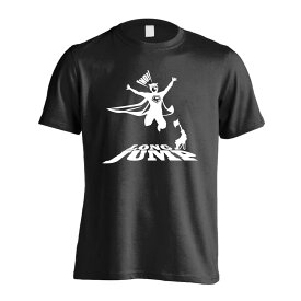 陸上競技 マラソン ランニング Tシャツ 半袖 メンズ レディース ジュニア 練習着 ドライ おもしろ tシャツ ふざけ 名入れ 文字入れ無料 「アメコミ ヒーロー風 走幅跳」 アートワークスコウベ 【送料無料】