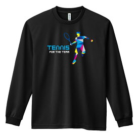 テニス ロンT 長袖Tシャツ メンズ レディース ジュニア 練習着 ドライ おもしろ tシャツ ふざけ 名入れ 文字入れ無料 「ポリゴンシルエットのテニス」 アートワークスコウベ 【送料無料】