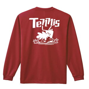 テニス ロンT 長袖Tシャツ メンズ レディース ジュニア 練習着 ドライ おもしろ tシャツ ふざけ 名入れ おしゃれ キッズ 文字入れ無料 「テニスカートゥーン 七転び八起き」 アートワークス