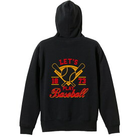 ＼10%OFFクーポン／ 野球 パーカー プルオーバー メンズ レディース ジュニア 練習着裏パイル おもしろ tシャツ ふざけ 名入れ 文字入れ無料 「LET'S PLAY BASEBALL 1873」 アートワークスコウベ 【送料無料】