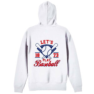 \10%OFFクーポン/ 野球 パーカー プルオーバー メンズ レディース ジュニア 練習着裏パイル おもしろ 名入れ スウェット おしゃれ キッズ 大きいサイズ 文字入れ無料 「LET'S PLAY BASEBALL 1873」