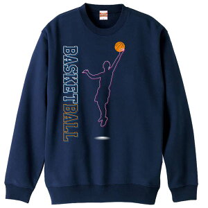 バスケ トレーナー スウェット メンズ レディース ジュニア 裏パイル 練習着 おもしろ 名入れ おしゃれ 文字入れ無料 綿100% キッズ 大きいサイズ 「レイアップ カラフルライン」 アートワー