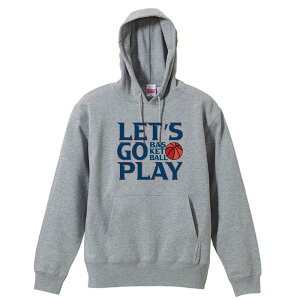 バスケ パーカー プルオーバー メンズ レディース ジュニア 練習着裏パイル おもしろ 名入れ スウェット おしゃれ キッズ 大きいサイズ 文字入れ無料 「LET'S GO PLAY」 アートワークスコウベ