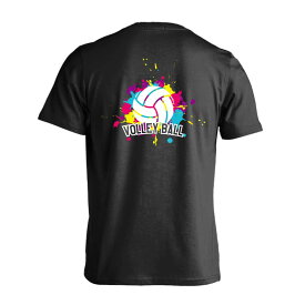 バレーボール Tシャツ 半袖 メンズ ウェア レディース 練習着 ジュニア ドライ おもしろ tシャツ 名入れ 母の日 スポーツ 女子 男子 チーム おしゃれ 速乾 文字入れ 「カラフルインク バレーボール」 アートワークスコウベ 【送料無料】