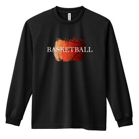 バスケ ロンT 長袖Tシャツ メンズ レディース ジュニア 練習着 ドライ おもしろ tシャツ ふざけ 名入れ おしゃれ キッズ 文字入れ無料 「ラフイメージ バスケロゴ」 アートワークスコウベ 【送料無料】