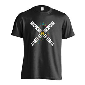 ＼まとめ買いクーポン／ アメフト Tシャツ 半袖 メンズ ウェア レディース 練習着 ジュニア ドライ おもしろ tシャツ 速乾 名入れ スポーツ 女子 男子 チーム おしゃれ 文字入れ 「ネオンスタイルのクロスAMERICAN FOOTBALL」 アートワークスコウベ 【送料無料】