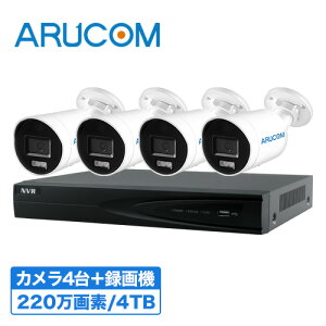 【送料無料】2年保証 防犯カメラ 屋外 セット 家庭用 業務用 1〜4台 PoE 高画質 220万画素 バレットカメラ SET683 | 監視カメラ バレット型 ネットワークカメラ IPカメラ AI PoEカメラ 防水 夜間 録