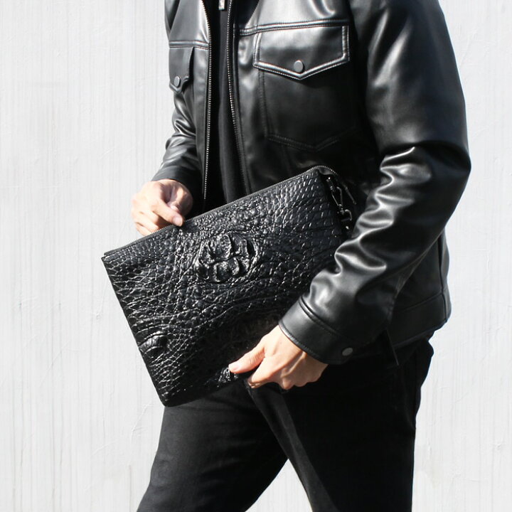 クロコダイル ハンド バッグ 首 クラウン クロコ 本革 バッグ （楽天  
