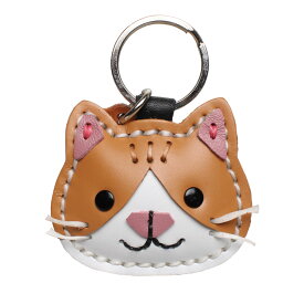 訳あり 滲みあり 革 キーホルダー ネコ ねこ 猫 チャシロ ペット チャーム キーリング 革 牛革 レザー 革小物 革製品 可愛い かわいい 贈り物 プレゼント ギフト ノベルティー アルバ aruba (kh693outlet)(r11)
