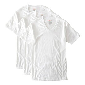 Hanes ヘインズ 半袖Tシャツ メンズ 3Pパック インナーTシャツ Vネック 綿100％ 黒 白 グレー ブラック ホワイト【D9M】【送料無料】【ゆうパケット】【メンズ】